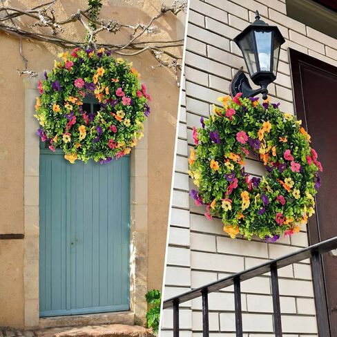 24" Spring Summer Wreath for Front Door Extra Large Fake Floral Wreath with Boxwood and Daisy for Window Farmhouse Festival Holiday Party Wedding Home Seasonal Decor in Saudi Arabia