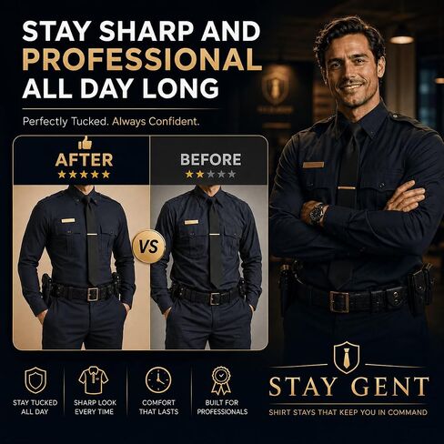 STAY GENT Mens Shirt Stays Adjustable Elastic Shirts Tucker Shirt Garter for Men Police Keep Shirt Tucked in Saudi Arabia