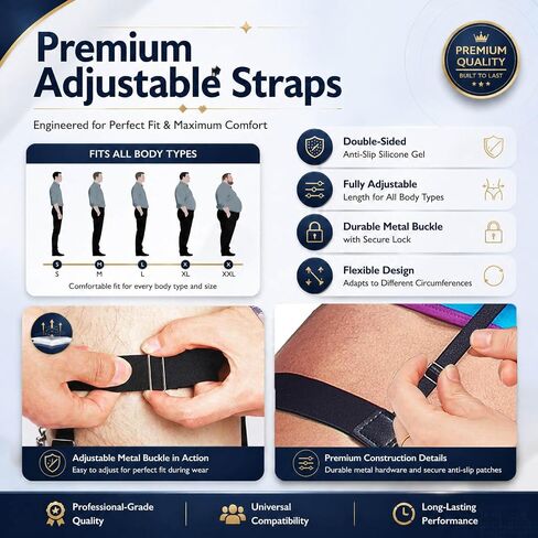STAY GENT Mens Shirt Stays Adjustable Elastic Shirts Tucker Shirt Garter for Men Police Keep Shirt Tucked in Saudi Arabia