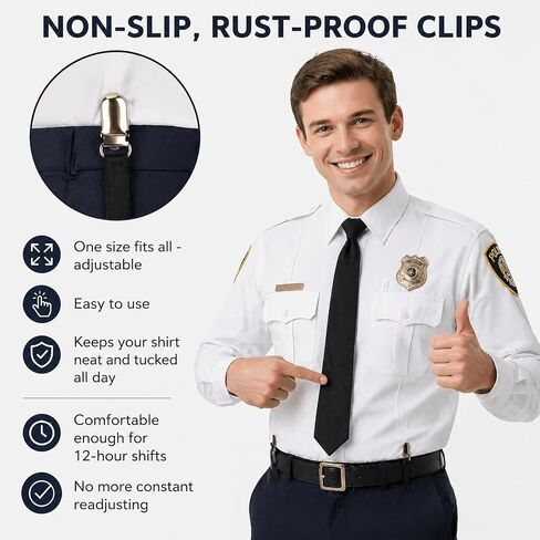 STAY GENT Mens Shirt Stays Adjustable Elastic Shirts Tucker Shirt Garter for Men Police Keep Shirt Tucked in Saudi Arabia