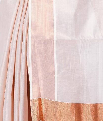 Women's Kerala Cotton Kasavu Saree - 6.25 Mtrs Saree With Running Blouse in Kuwait