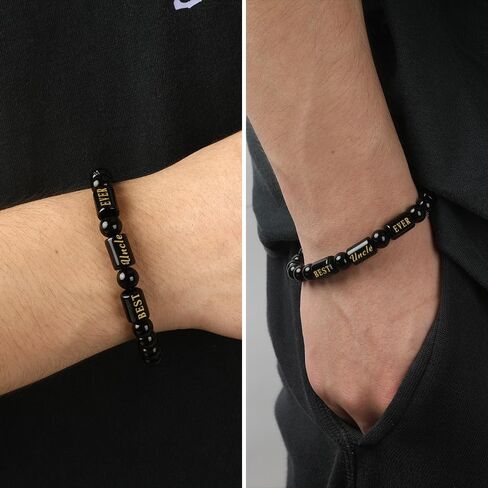 Uncle Gifts Christmas Best Uncle Ever Gifts Father's Day for Uncles from Niece Nephew Cool Funcle Birthday Presents Ideas Men Retirement Xmas Mens Jewelry Beaded Bracelets in Kuwait