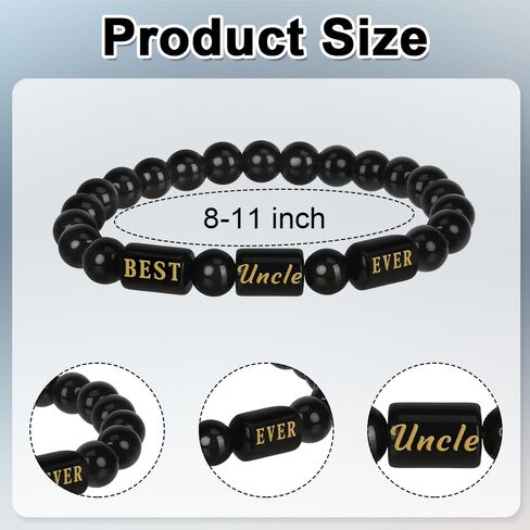 Uncle Gifts Christmas Best Uncle Ever Gifts Father's Day for Uncles from Niece Nephew Cool Funcle Birthday Presents Ideas Men Retirement Xmas Mens Jewelry Beaded Bracelets in Kuwait