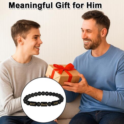 Uncle Gifts Christmas Best Uncle Ever Gifts Father's Day for Uncles from Niece Nephew Cool Funcle Birthday Presents Ideas Men Retirement Xmas Mens Jewelry Beaded Bracelets in Kuwait