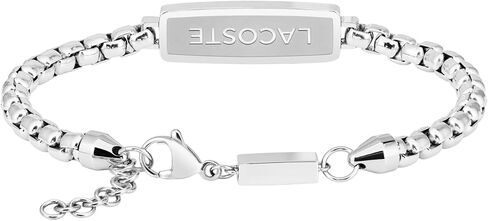 Lacoste District Bracelet – Men’s Stainless Steel Box Chain with Logo Plaque – Refined Modern Accessory in Kuwait