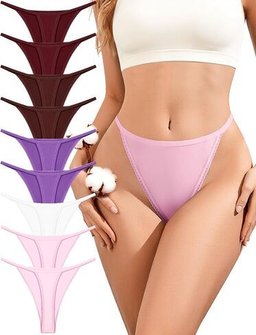 Cotton Thongs for Women 9 Pack Sexy G-string Thongs Stretch No Show T Back Panties Soft Breathable Ladies Underwear in Saudi Arabia