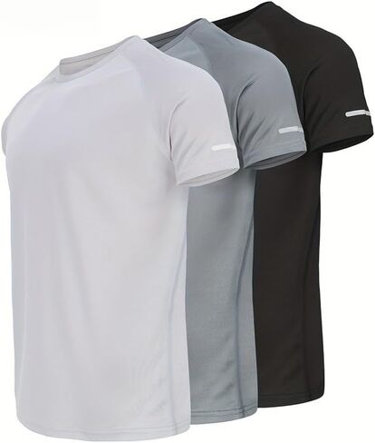 Short Sleeve T-Shirts Mens Quick Dry Breathable Athletic Tshirt Short Sleeve Performance Workout Shirt in Kuwait