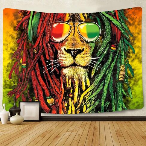 Simsant Rasta Rastafarian Tapestry Lion Head Bob Tapestry Wall Hanging (80"x60") in Saudi Arabia