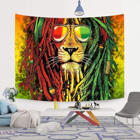 Simsant Rasta Rastafarian Tapestry Lion Head Bob Tapestry Wall Hanging (80"x60") in Saudi Arabia