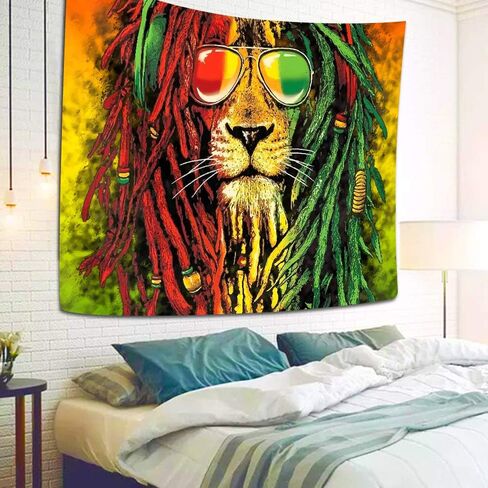Simsant Rasta Rastafarian Tapestry Lion Head Bob Tapestry Wall Hanging (80"x60") in Saudi Arabia