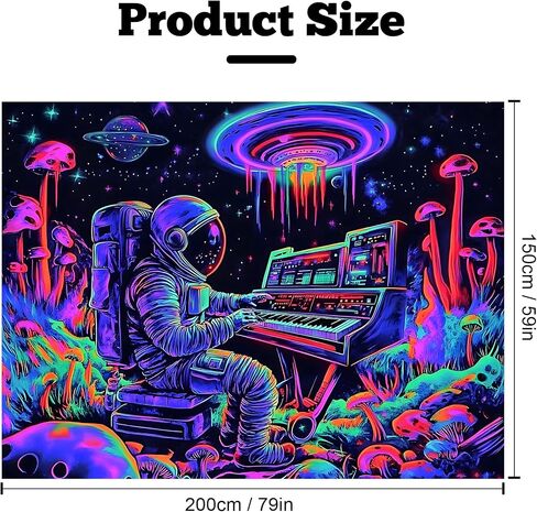 BVBOX Astronaut Space Blacklight Tapestry 79"x59", UV Reactive Astronaut Electronic Piano Universe Galaxy Planet Glow in Dark Music Tapestries, Black Light Neon Upright Poster Wall Hanging Backdrop Decor for Bedroom Living Room in Saudi Arabia