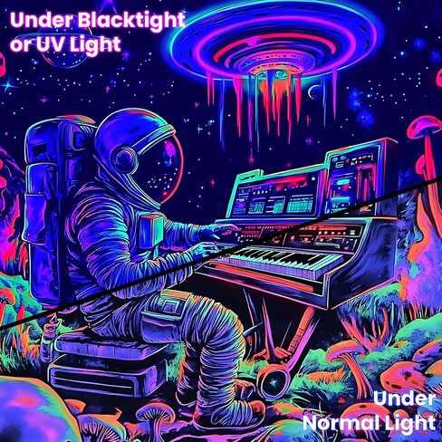 BVBOX Astronaut Space Blacklight Tapestry 79"x59", UV Reactive Astronaut Electronic Piano Universe Galaxy Planet Glow in Dark Music Tapestries, Black Light Neon Upright Poster Wall Hanging Backdrop Decor for Bedroom Living Room in Saudi Arabia