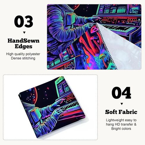 BVBOX Astronaut Space Blacklight Tapestry 79"x59", UV Reactive Astronaut Electronic Piano Universe Galaxy Planet Glow in Dark Music Tapestries, Black Light Neon Upright Poster Wall Hanging Backdrop Decor for Bedroom Living Room in Saudi Arabia