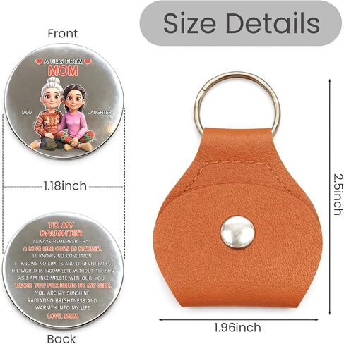 Daughter Pocket Hug Token from Mom Dad, Leather Keychain | To My Daughter, Double Sided Keepsake Inspirational Gift for Birthday Graduation in Saudi Arabia