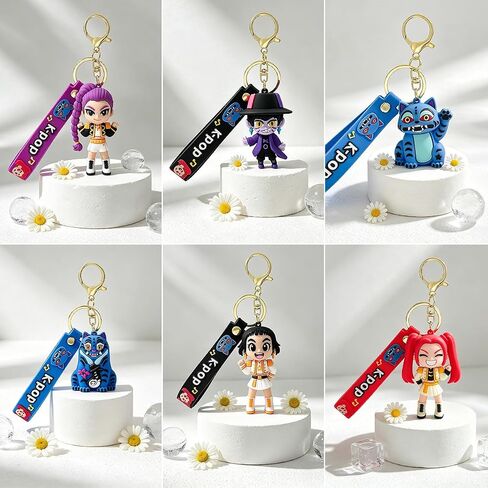 Demon Movie Hunters Keychain Set of 6, Cartoon Collectable Cute Mini Doll Figure Merch for Fans Bag Charm & Toys Gift (Kp6) in Saudi Arabia
