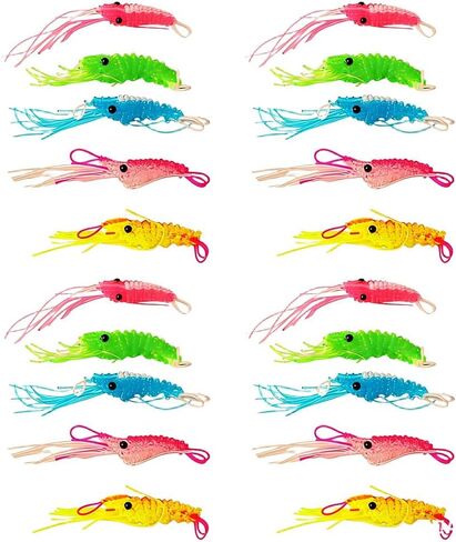 20PC Creative Small Shrimp Keychain Pendants – Hand-woven Plastic Cute Shrimp Shape with Random Colors in Saudi Arabia