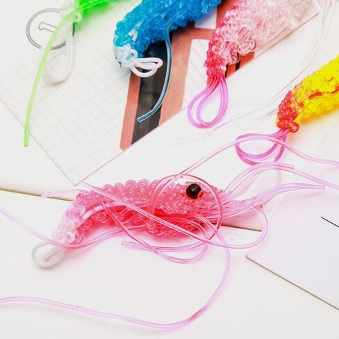 20PC Creative Small Shrimp Keychain Pendants – Hand-woven Plastic Cute Shrimp Shape with Random Colors in Saudi Arabia