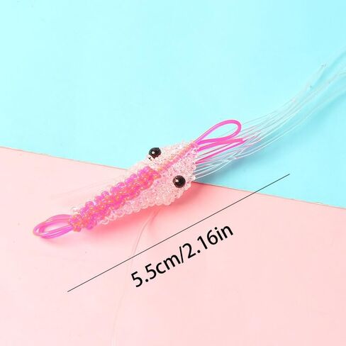 20PC Creative Small Shrimp Keychain Pendants – Hand-woven Plastic Cute Shrimp Shape with Random Colors in Saudi Arabia