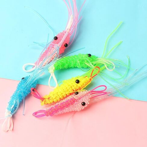 20PC Creative Small Shrimp Keychain Pendants – Hand-woven Plastic Cute Shrimp Shape with Random Colors in Saudi Arabia