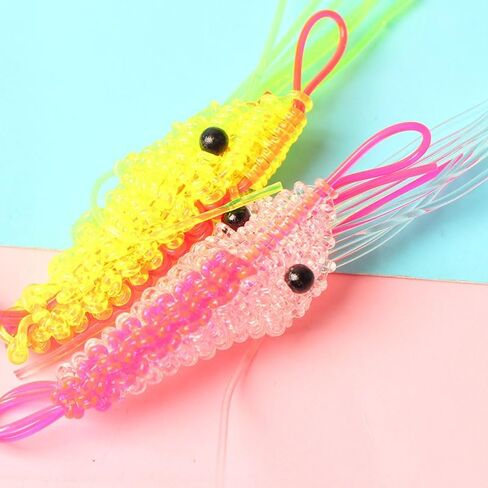 20PC Creative Small Shrimp Keychain Pendants – Hand-woven Plastic Cute Shrimp Shape with Random Colors in Saudi Arabia