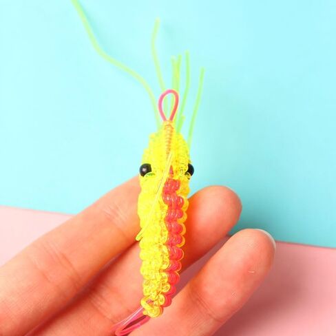 20PC Creative Small Shrimp Keychain Pendants – Hand-woven Plastic Cute Shrimp Shape with Random Colors in Saudi Arabia