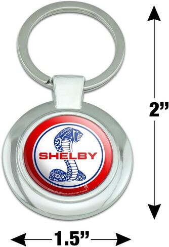 Shelby Cobra Patriotic Logo Keychain Classy Round Chrome Plated Metal in Kuwait