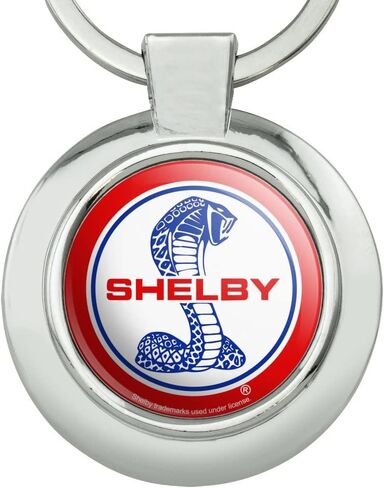 Shelby Cobra Patriotic Logo Keychain Classy Round Chrome Plated Metal in Kuwait