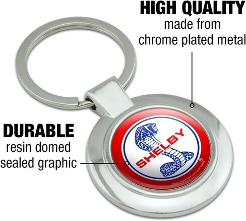 Shelby Cobra Patriotic Logo Keychain Classy Round Chrome Plated Metal in Kuwait