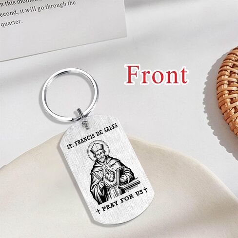Alotozo St. Francis de Sales Gifts - Saint Francis de Sales Keychain for Men Women, Patron Saint of Writers Journalists Gifts, Birthday Anniversary Key Chain for Writer Friend in Kuwait