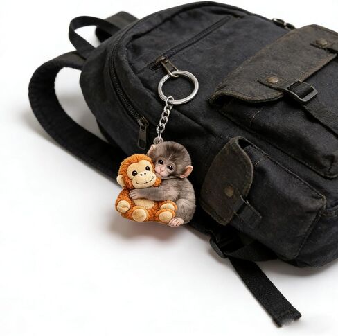 Protect Punch The Monkey Keychain Set - 3-Pack 2D Cute Style Orangutan Keychains for Backpack Purse Car Keys + Bonus Punch Monkey Sticker in Saudi Arabia