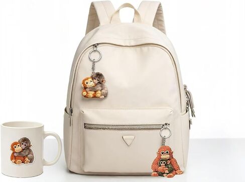 Protect Punch The Monkey Keychain Set - 3-Pack 2D Cute Style Orangutan Keychains for Backpack Purse Car Keys + Bonus Punch Monkey Sticker in Saudi Arabia
