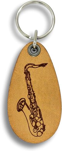 Saxophone - Sax - Genuine Leather Keychain - Music Keychains in Kuwait