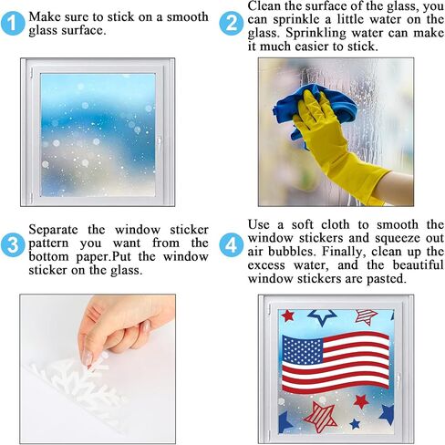 FYSUIMU 9 Sheets 4th of July Window Clings American Flag Star Firework Reusable Glass Decal Stickers for 250th Anniversary Independence Day Patriotic Home Office Classroom Party Shop Decoration in Kuwait