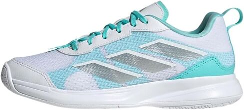 حذاء رياضة تنس Adidas للسيدات Avaflash ، أبيض/فضي Metallic/Flash Aqua ، 8.5 in Kuwait