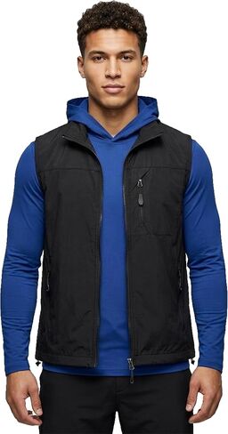 Men's Lightweight Vest Zip Up Sleeveless Jacket Windproof Softshell Outdoor Work Vest with Pockets in Saudi Arabia