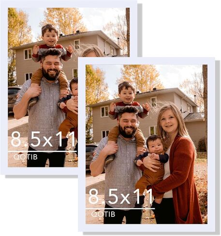 2 Packs 8.5x11 Picture Frame White, Engineered Wood 8.5 x 11 Photo Frame, 8.5 by 11 Picture Poster Frame for Wall Hanging and Tabletop Set of 2, White in Saudi Arabia