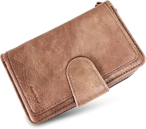 EMOO Vintage Wallet for Women, Black Compact Faux Leather Wallet with Card Slots and Zipper Pocket in Saudi Arabia