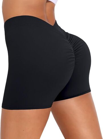 Women's Ruched Butt Lifting Yoga Booty Shorts High Waist V Back Scrunch Hot Pants Workout Rave Bottoms Pack in Saudi Arabia