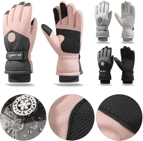 Unisex Thermal Snow Gloves with Touchscreen – Waterproof Windproof Ski Gloves for Snowboarding & Motorcycling, Adjustable Wrist Design in Kuwait
