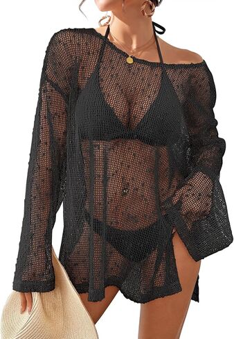 Bsubseach Womens Swimsuit Coverup Crochet Sheer Bathing Suit Cover Up Sexy Caftan Beach Dress Summer Vacation Outfits in Kuwait