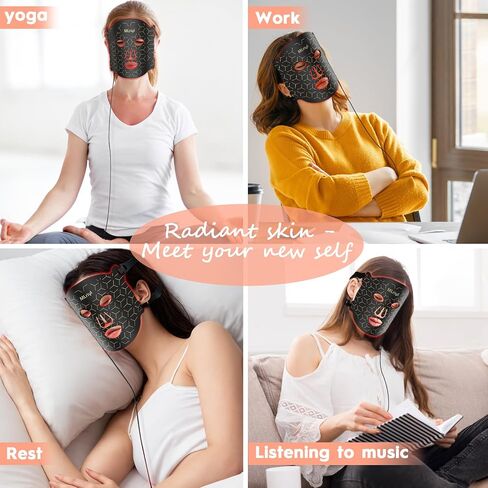 Red Light Therapy Mask for Face, 7-in-1 LED Face Mask Light Therapy with 432 LEDs & 850nm NIR, 3600mAh Rechargeable, Adjustable Brightness, Timer, Full Face Coverage for Flawless Glowing Skin in Saudi Arabia