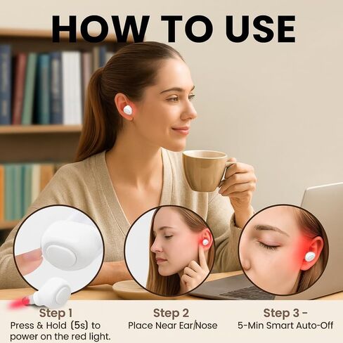 2026 Upgraded Red Light Therapy for Ears & Nose – 650nm LED Ear & Sinus Wellness Device, Hands-Free, Lightweight & Portable for Home, Work & Travel (White) in Saudi Arabia