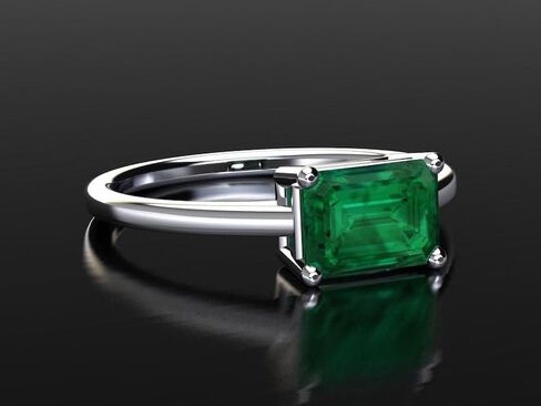 Certified Emerald Cut Emerald Ring Natural Panna Sterling Silver Ring Handmade Astrology Gemstone Gift Jewelry in Kuwait