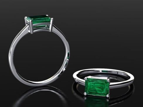 Certified Emerald Cut Emerald Ring Natural Panna Sterling Silver Ring Handmade Astrology Gemstone Gift Jewelry in Kuwait