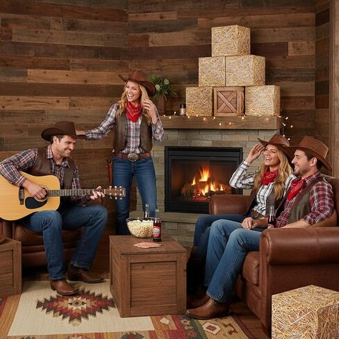 8 Pcs Hay Bales Boxes, Fake Western Cowboy Party Decorations, Cardboard Photo Booth Props Wooden Grain Straw Box for Farmhouse Halloween Birthday Theme in Saudi Arabia