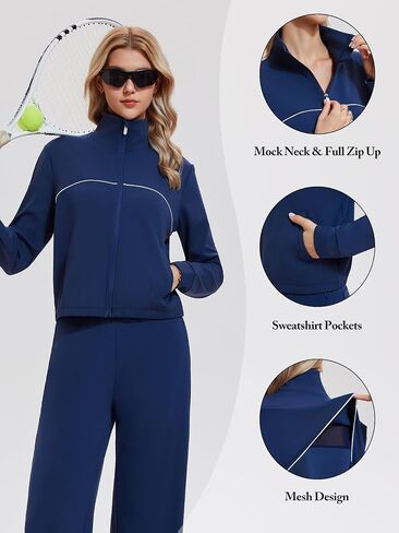 Airfree Women's 2 Piece Outfits Tracksuit Zip Up Long Sleeve Sweatshirt Wide Leg Sweatpant Matching Sets Lounge Set 2026 in Saudi Arabia