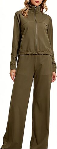 Airfree Women's 2 Piece Outfits Tracksuit Zip Up Long Sleeve Sweatshirt Wide Leg Sweatpant Matching Sets Lounge Set 2026 in Saudi Arabia