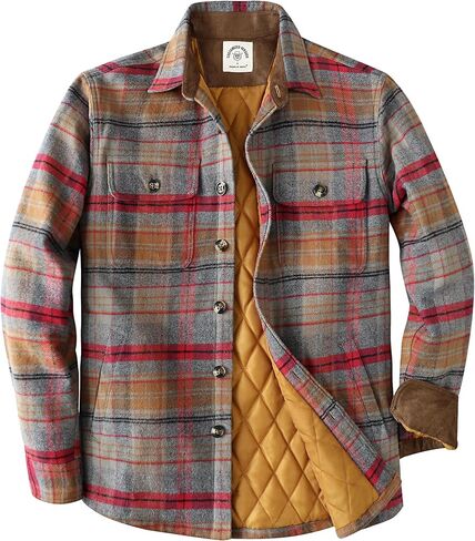Dubinik® Mens Shacket Flannel Shirt for Men Lightweight Jacket Casual Plaid Coat with Warm Lining Long Sleeve Button in Saudi Arabia