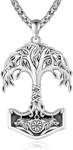Norse Viking Necklace with Rolo Chains for Men Women Vintage Amulet Jewelry Gift in Saudi Arabia