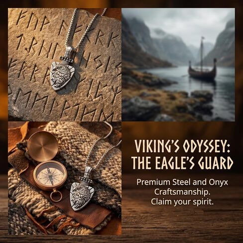 Norse Viking Necklace with Rolo Chains for Men Women Vintage Amulet Jewelry Gift in Saudi Arabia